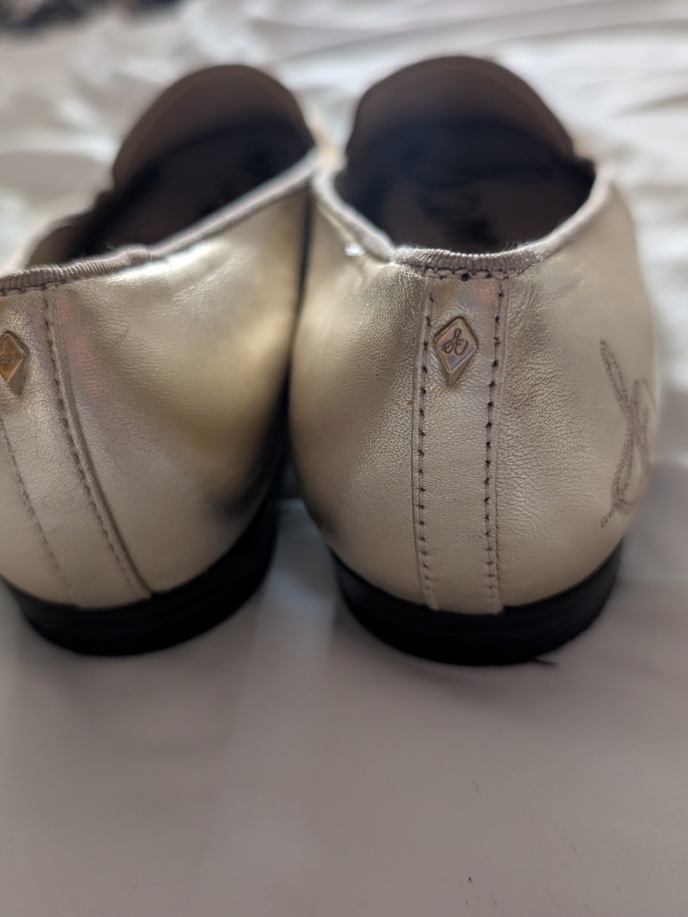 Sam Edelman Metallic Slip-On Loafers in Gold - Picture 3 of 5